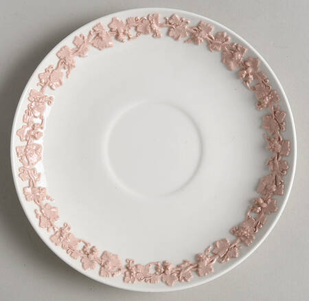 Pink On Cream Color (Plain edge) Saucer for Cream Soup Bowl
