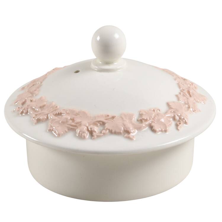 Pink On Cream Color (Plain edge) Lid for Teapot