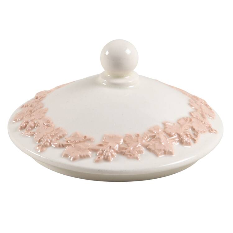 Pink On Cream Color (Plain edge) Lid for Sugar Bowl