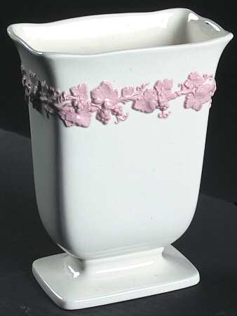 Pink On Cream Color (Plain edge) 7" Vase