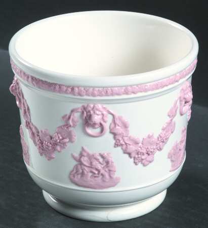 Pink On Cream Color (Plain edge) Cachepot