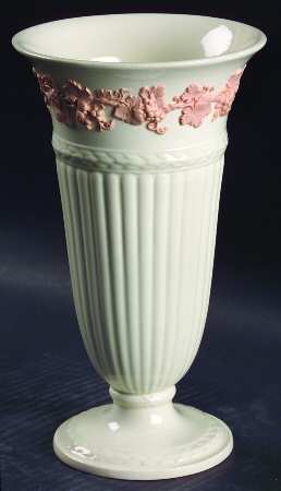 Pink On Cream Color (Plain edge) 8" Vase