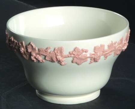 Pink On Cream Color (Plain edge) Cranberry Bowl