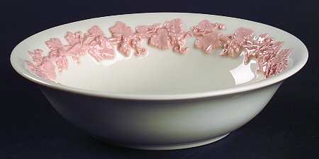 Pink On Cream Color (Plain edge) Coupe Cereal Bowl