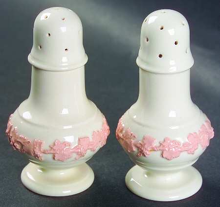 Pink On Cream Color (Plain edge) Salt & Pepper Set
