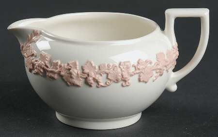 Pink On Cream Color (Plain edge) Creamer