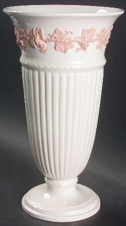 Pink On Cream Color (Plain edge) 11" Vase