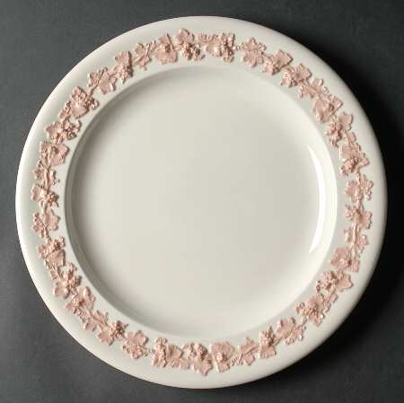 Pink On Cream Color (Plain edge) 12" Chop Plate (Round Platter)