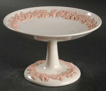 Pink On Cream Color (Plain edge) Round Compote (Height X Width)