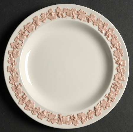 Pink On Cream Color (Plain edge) Dessert/Pie Plate