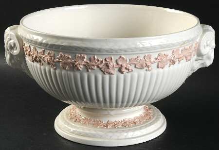 Pink On Cream Color (Plain edge) Large Fruit Bowl