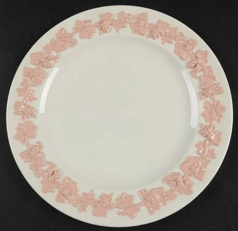Pink On Cream Color (Plain edge) Luncheon Plate