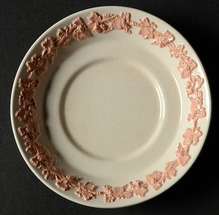 Pink On Cream Color (Plain edge) Saucer for Flat Demitasse Cup