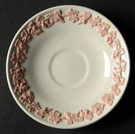 Pink On Cream Color (Plain edge) Saucer for Demitasse Cup