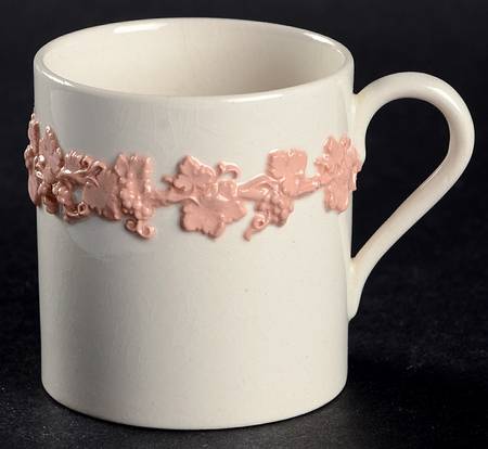 Pink On Cream Color (Plain edge) Flat Demitasse Cup