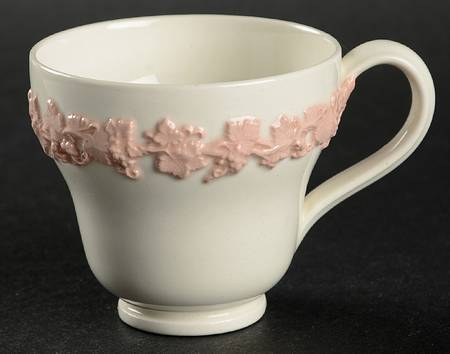 Pink On Cream Color (Plain edge) Footed Demitasse Cup