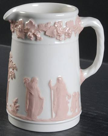 Pink On Cream Color (Plain edge) 8 Oz Pitcher