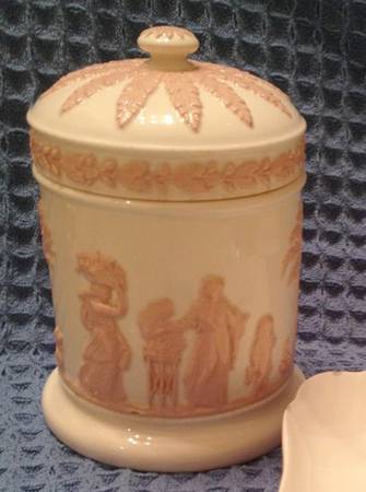 Pink On Cream Color (Plain edge) Cigarette Jar & Lid