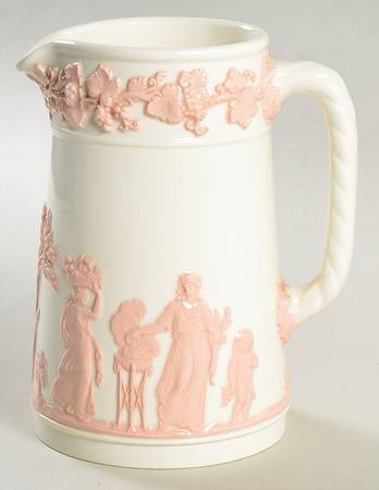 Pink On Cream Color (Plain edge) 16 Oz Pitcher