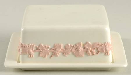 Pink On Cream Color (Plain edge) Butter Box & Lid