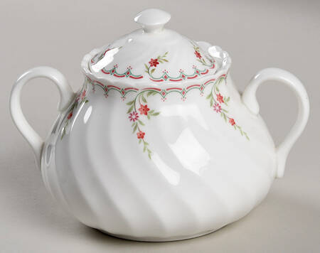 Pink Garland Sugar Bowl & Lid