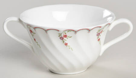 Pink Garland Flat Cream Soup Bowl