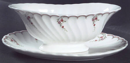 Pink Garland Gravy Boat & Underplate