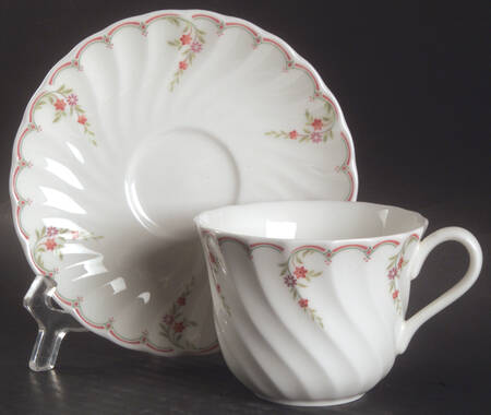 Pink Garland Flat Cup & Saucer Set