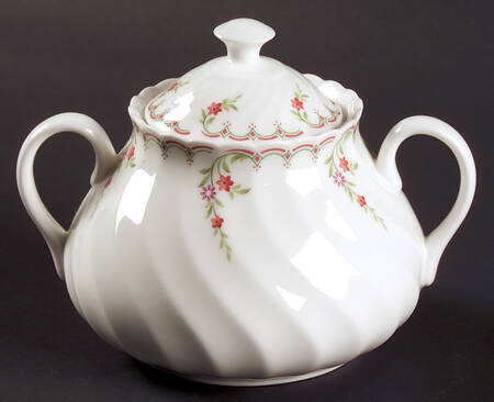 Pink Garland Sugar Bowl & Lid