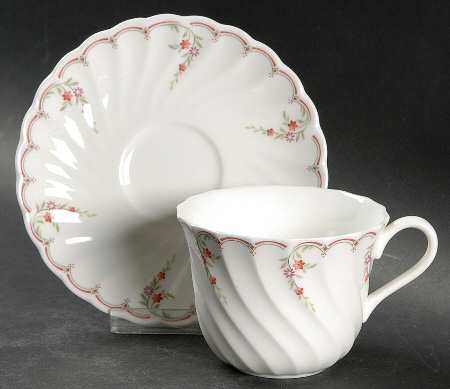 Pink Garland Flat Cup & Saucer Set
