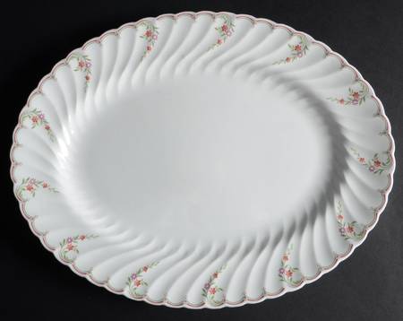 Pink Garland 15" Oval Serving Platter