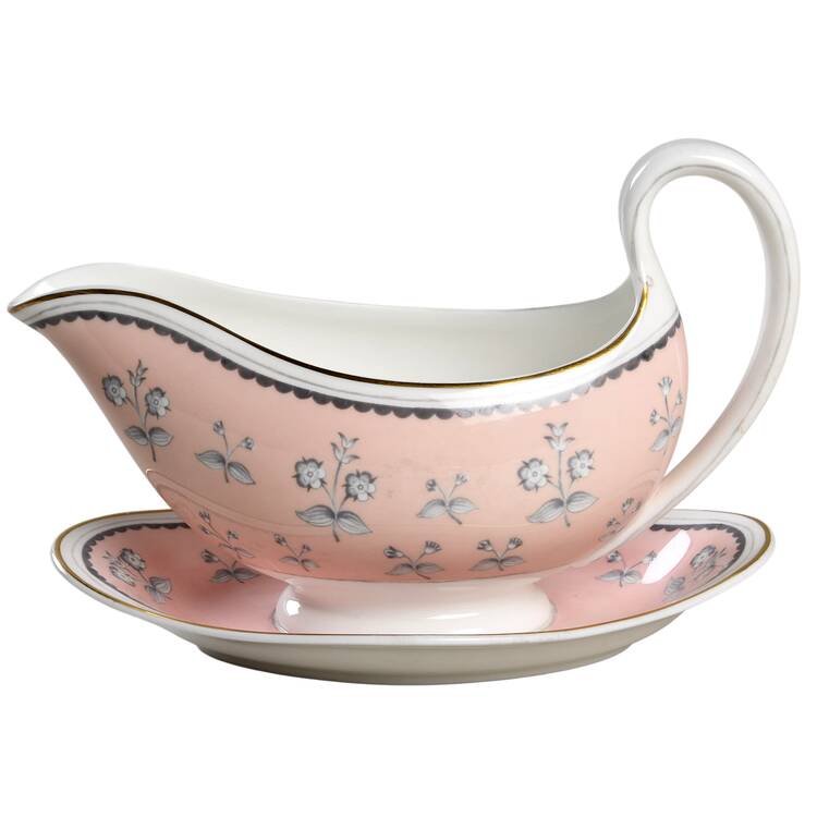 Pimpernel Pink Gravy Boat with Attached Underplate