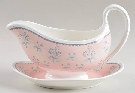 Pimpernel Pink Gravy Boat with Attached Underplate