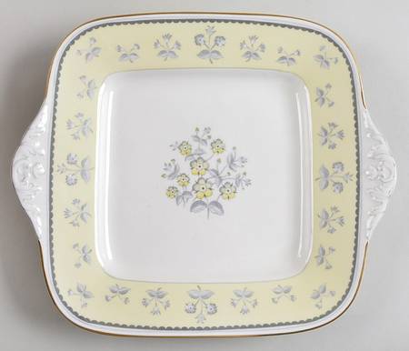 Pimpernel Yellow (Gold Trim) Square Handled Cake Plate