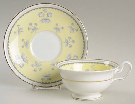Pimpernel Yellow (Gold Trim) Footed Cup & Saucer Set