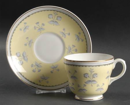 Pimpernel Yellow (Gold Trim) Footed Cup & Saucer Set