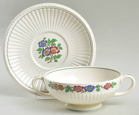 Plymouth Footed Cream Soup Bowl & Saucer Set