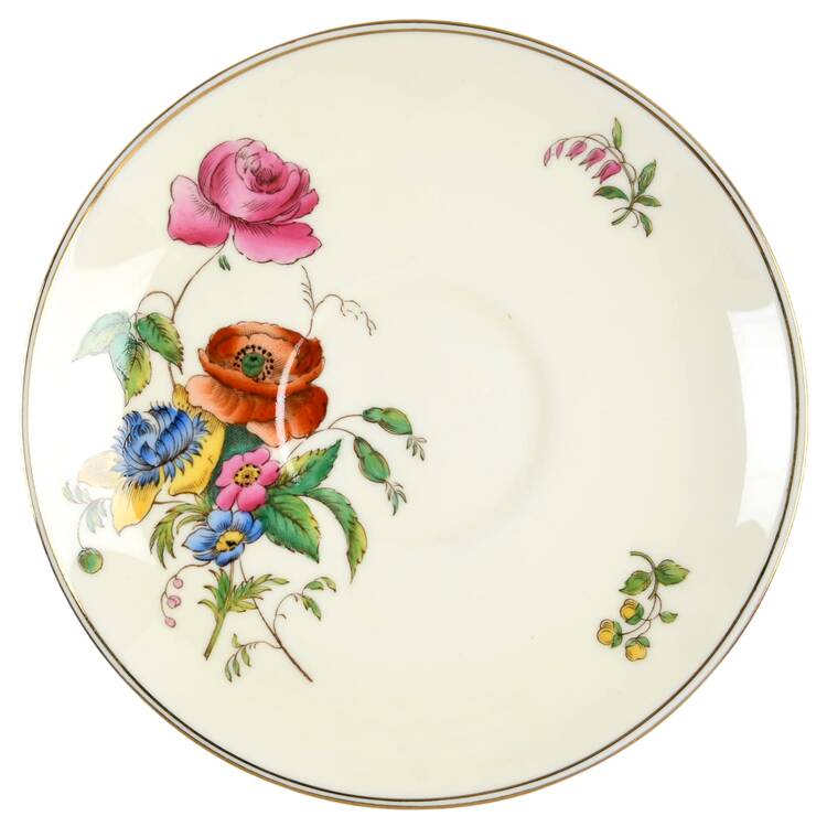 Posy Sprays White Rim Saucer for Peony Shape Footed Cup