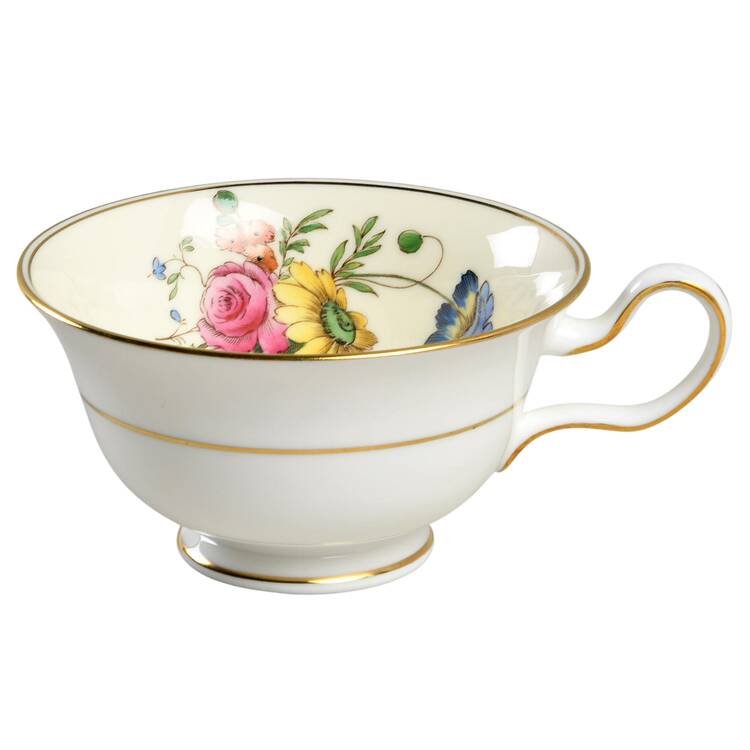 Posy Sprays White Rim Peony Shape Footed Cup