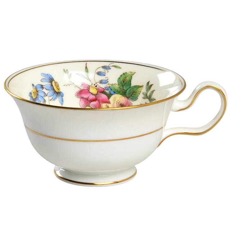 Posy Sprays White Rim Peony Shape Footed Cup