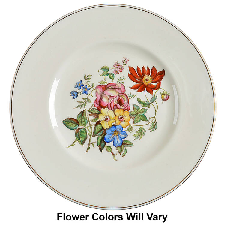 Posy Sprays White Rim Luncheon Plate
