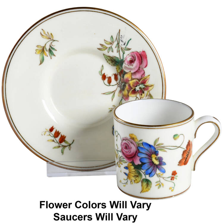 Posy Sprays White Rim Bond Shape Demitasse Cup and Saucer Set