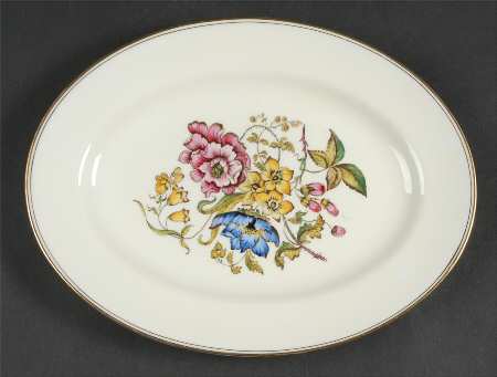Posy Sprays White Rim 11" Oval Serving Platter