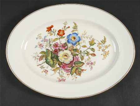 Posy Sprays White Rim 13" Oval Serving Platter