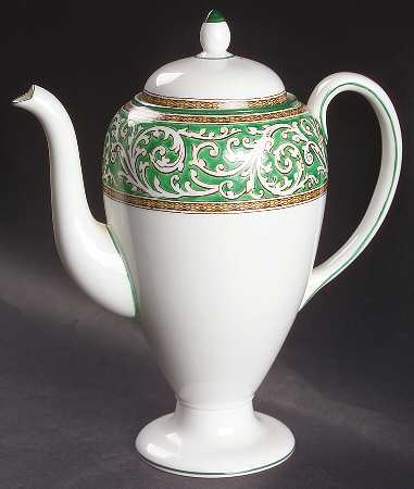 Praze Green (No Floral Center) Mini Coffee Pot & Lid