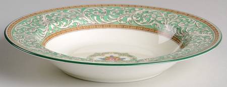 Praze Green (Floral Center) Rim Soup Bowl