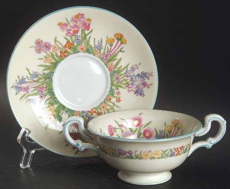 Prairie Flowers Footed Bouillon Cup & Saucer