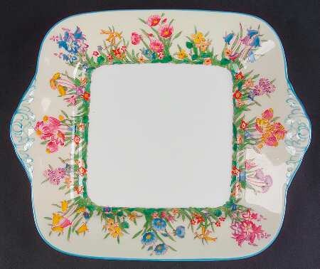 Prairie Flowers Square Handled Cake Plate