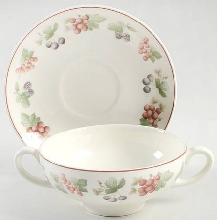 Provence Queensware Flat Cream Soup Bowl & Saucer Set
