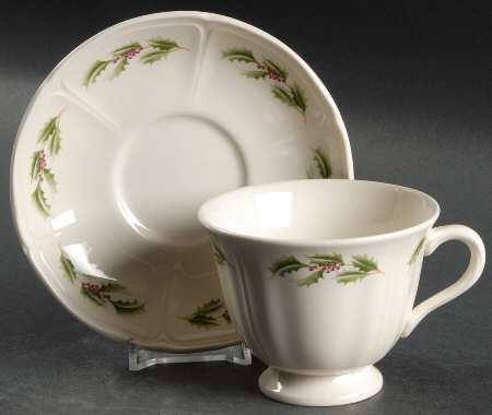 Queen's Holly Footed Cup & Saucer Set